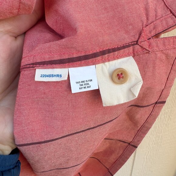 Taylor Stitch Short Sleeve Hawthorne Shirt Men's 42 Red Striped Camp Collar - Picture 5 of 9